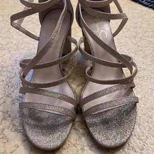 Jessica Simpson gold glitter heels size 10 worn once